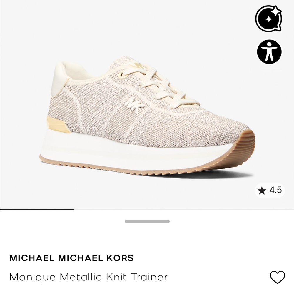 Michael Kors Metallic Knit Sneakers - Cream and Gold
